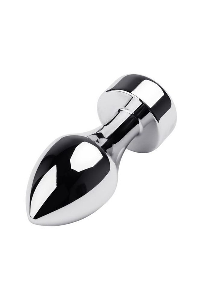 Korek analny metalowy srebrny TOYFA z czarnym kryształkiem 10,8 cm