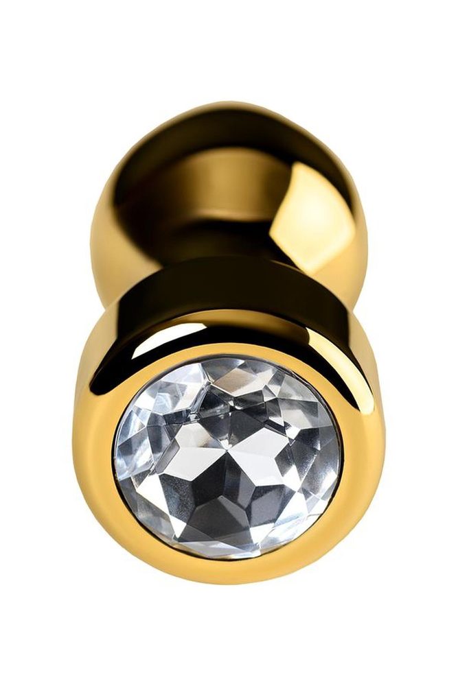Korek analny złoty TOYFA Metal z białym kryształkiem 9,5 cm