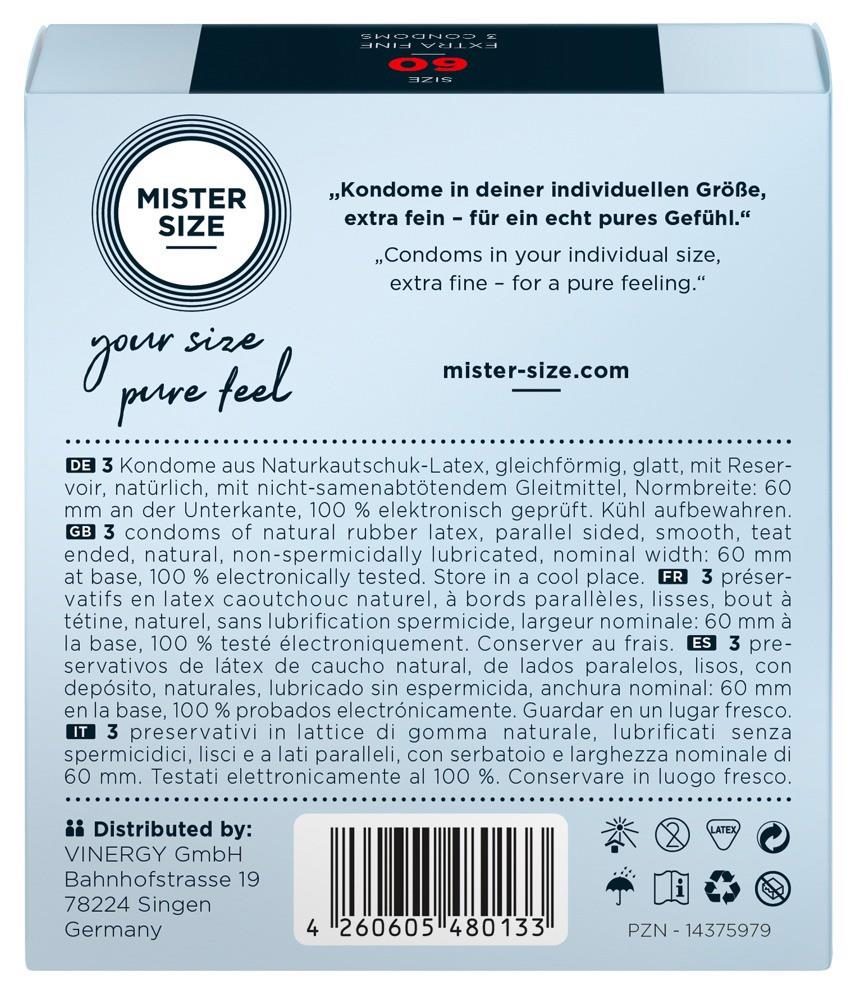 Prezerwatywy cienkie Mister Size 60 mm wegańskie 3 sztuki