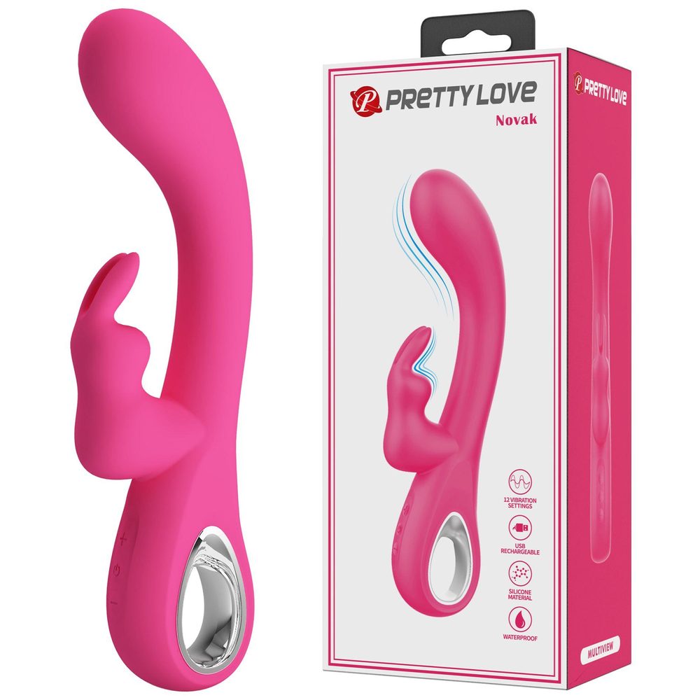 Wibrator króliczek silikonowy Pretty Love Novak srebrny USB 12 trybów