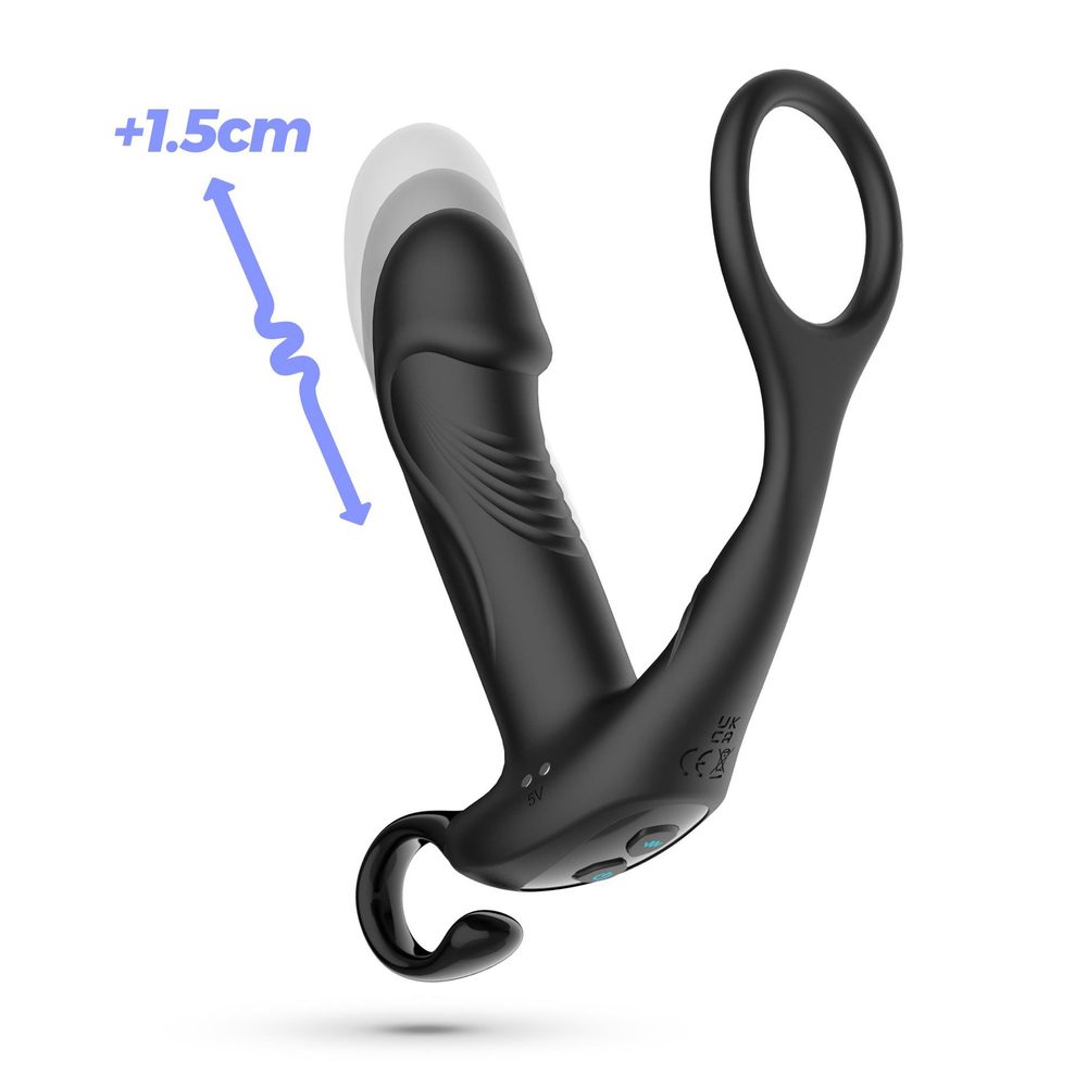 Masażer prostaty Crushious Magoo z pierścieniem i pilotem USB 14 cm