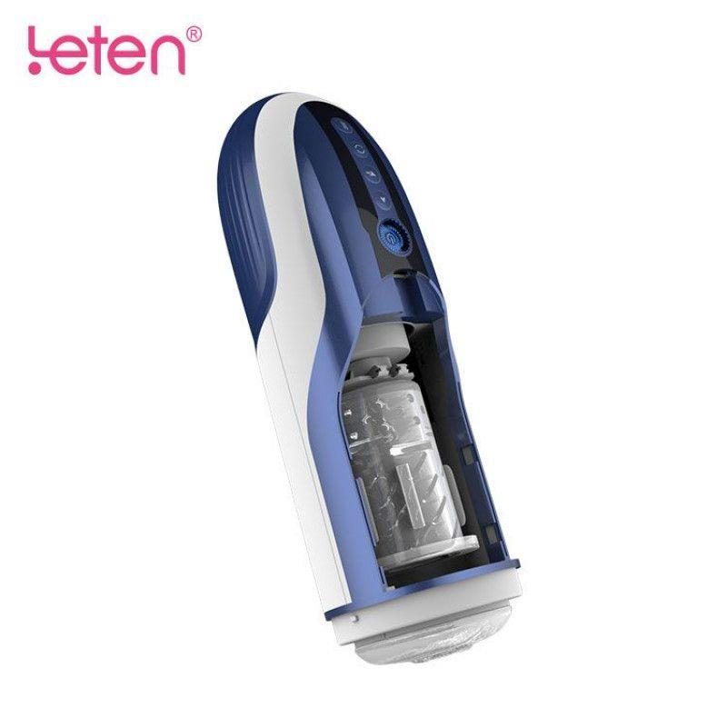 Masturbator Leten rotacyjny z wibracjami niebieski 32 cm