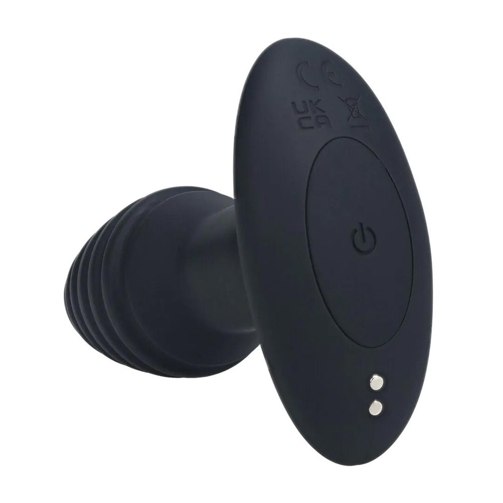 Korek analny Levelz wibrujący rotacyjny karbowany silikonowy czarny 12,5 cm