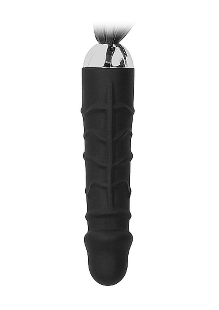 Bicz z dildo Ouch! skórzany silikonowy czarny 30 cm