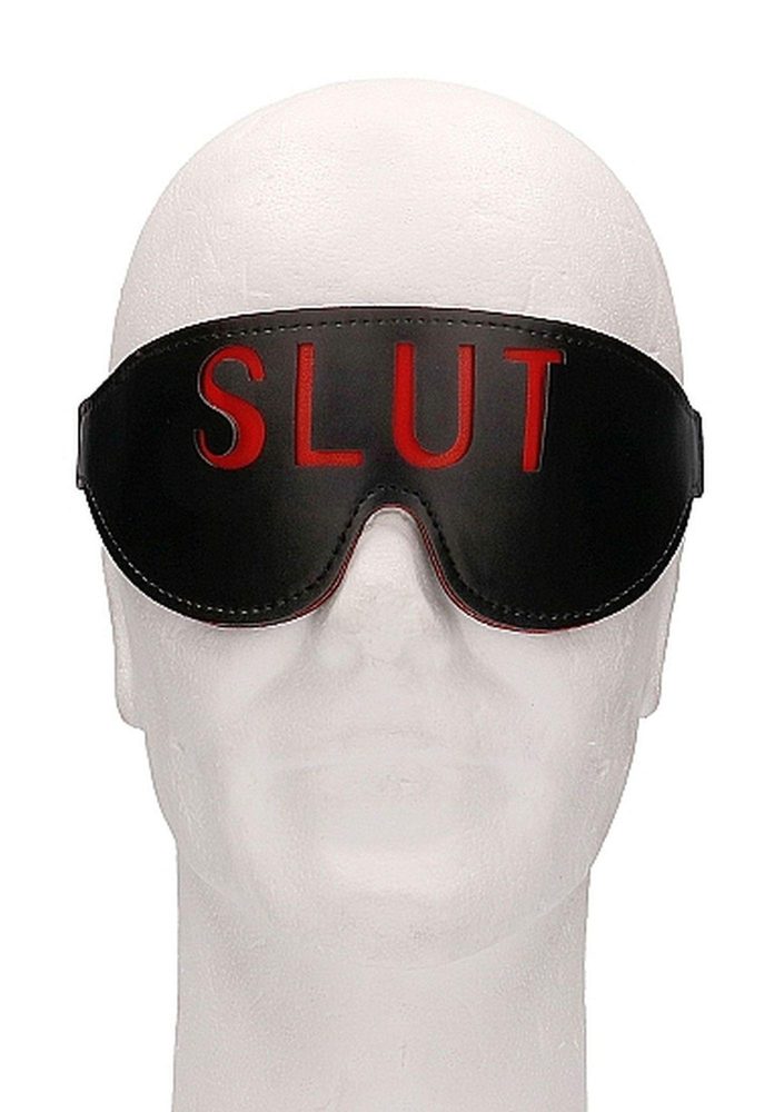 Maska na oczy Ouch SLUT skórzana czarna