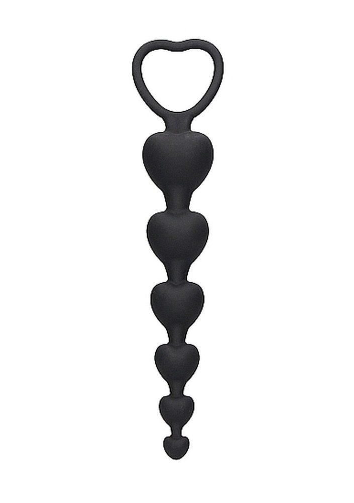 Łańcuszek kulek analnych serca Ouch! silikonowy czarny 14 cm
