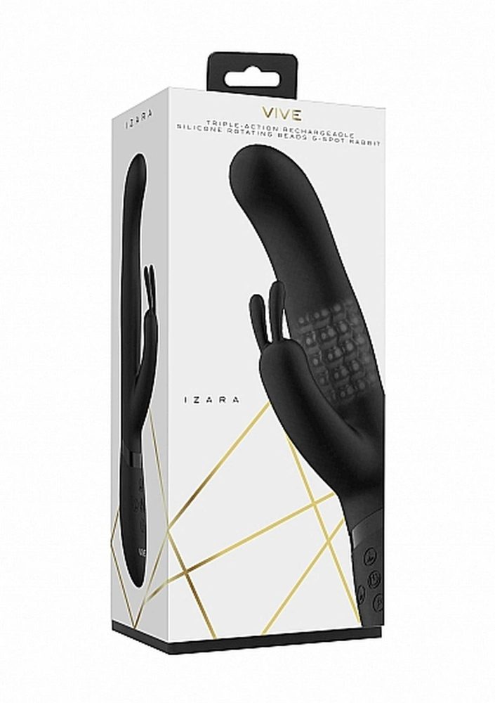 Wibrator króliczek Vive Izara z obrotowymi kulkami czarny USB