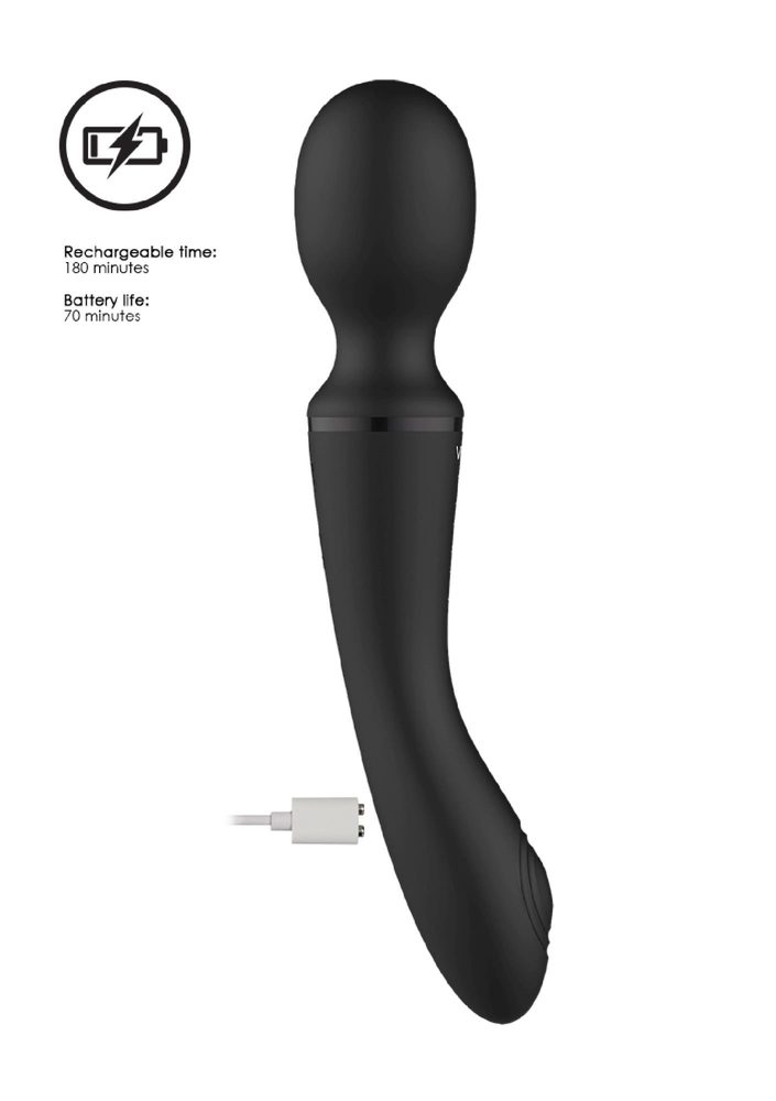 Różdżkowibrator silikonowy Enora ShotsToys czarny USB 22 cm