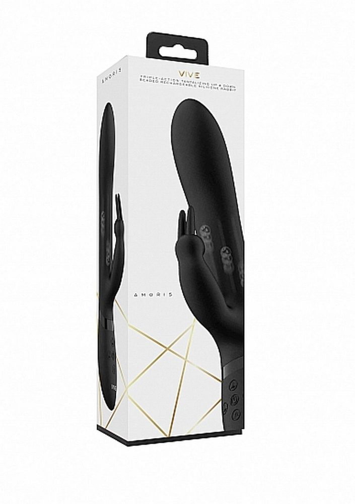 Wibrator króliczek Vive Amoris z ruchomymi kulkami USB czarny