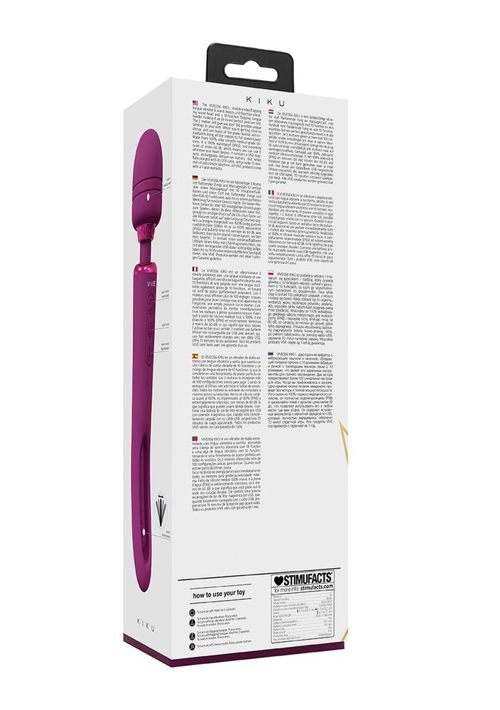Wibrator dwustronny z trzepoczącym językiem Vive Kiku różowy USB