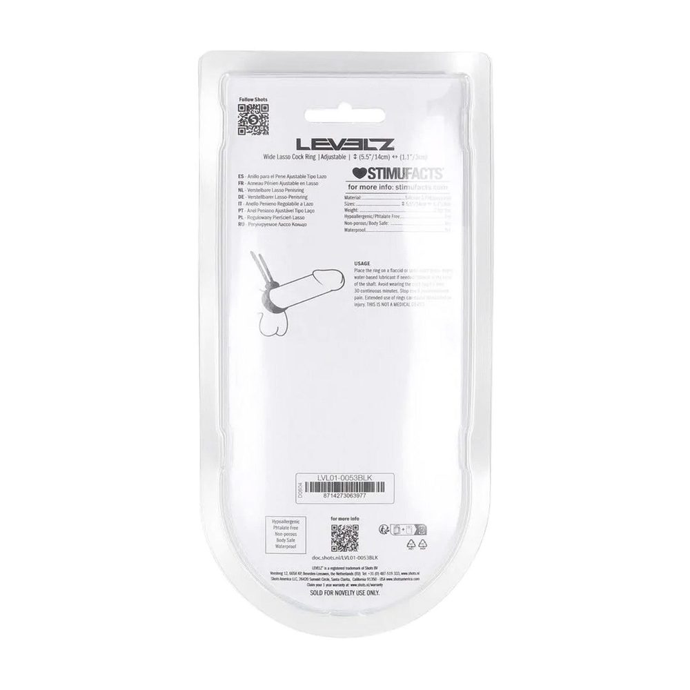 Pierścień erekcyjny Levelz regulowany silikonowy lasso czarny 14 cm