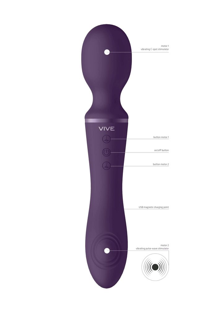 Różdżkowibrator silikonowy Vive Enora fioletowy USB 22 cm