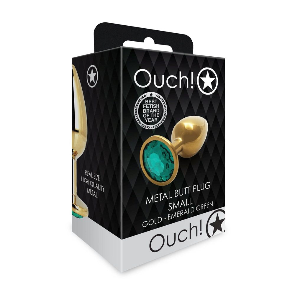 Zatyczka analna z klejnotem Ouch złota mała 6 cm