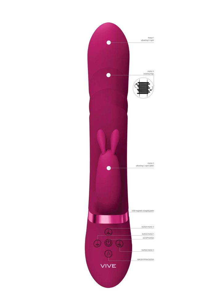 Wibrator króliczek Nari Vive z obrotowymi koralikami różowy silikonowy USB