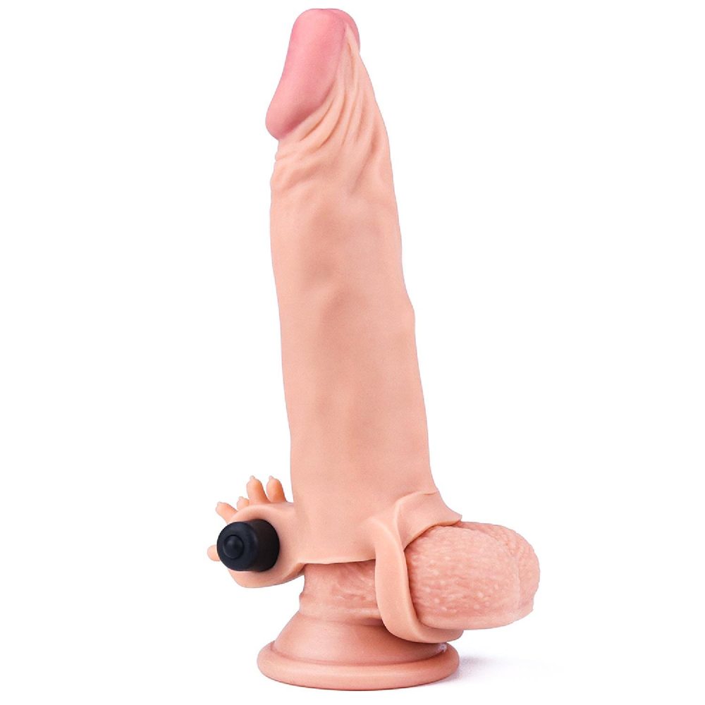 Przedłużka wibrująca na penisa Lovetoy cielista 19 cm
