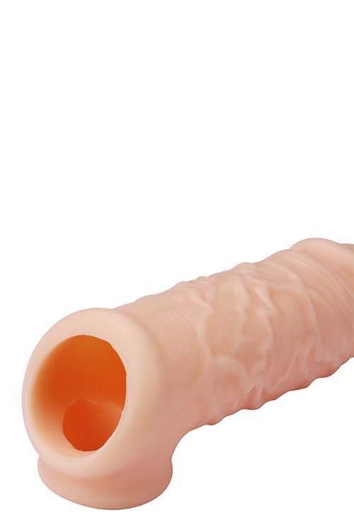 Przedłużka silikonowa RealStuff z paskiem na jądra 14 cm