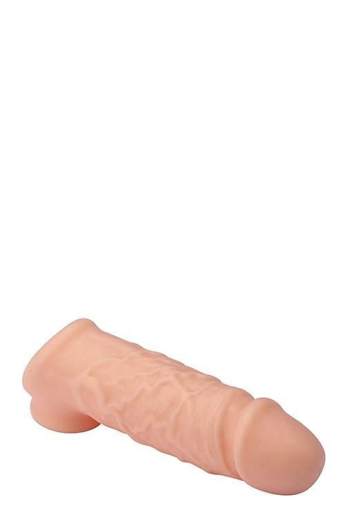 Przedłużka silikonowa RealStuff z paskiem na jądra 14 cm