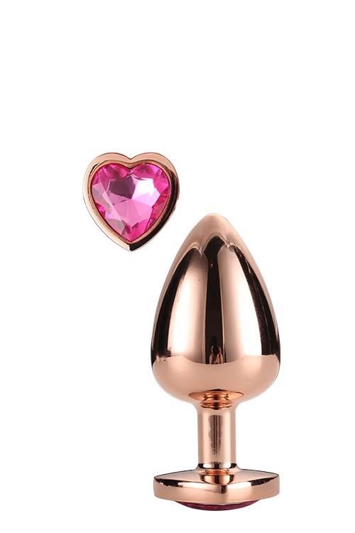 Korek analny Gleaming Love aluminiowy różowe złoto medium 3,4 cm