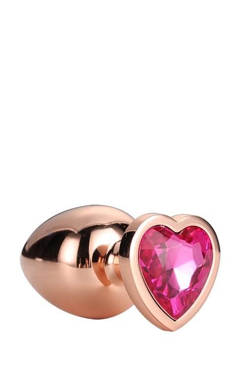Korek analny Gleaming Love aluminiowy różowe złoto medium 3,4 cm