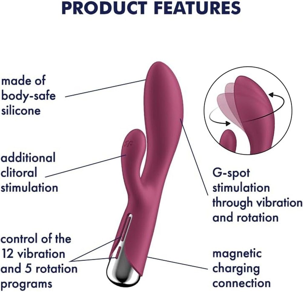 Wibrator króliczek z rotacją Satisfyer Spinning Rabbit 1 czerwony USB