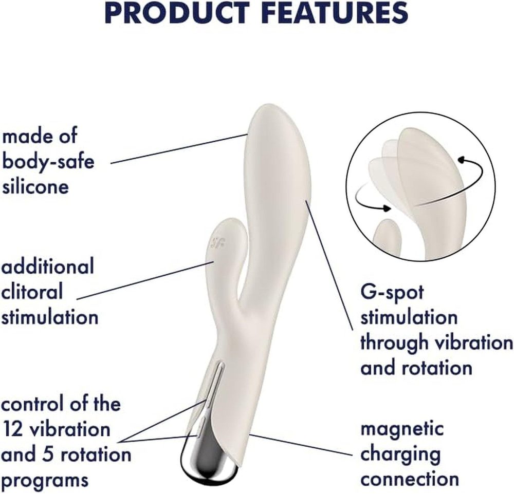 Wibrator króliczek obrotowy Satisfyer Spinning Rabbit 1 beżowy USB