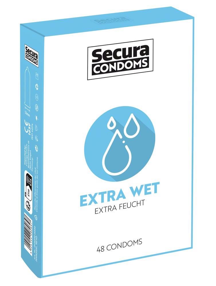 Prezerwatywy Secura Extra Wet silikonowe 48 sztuk 18 cm
