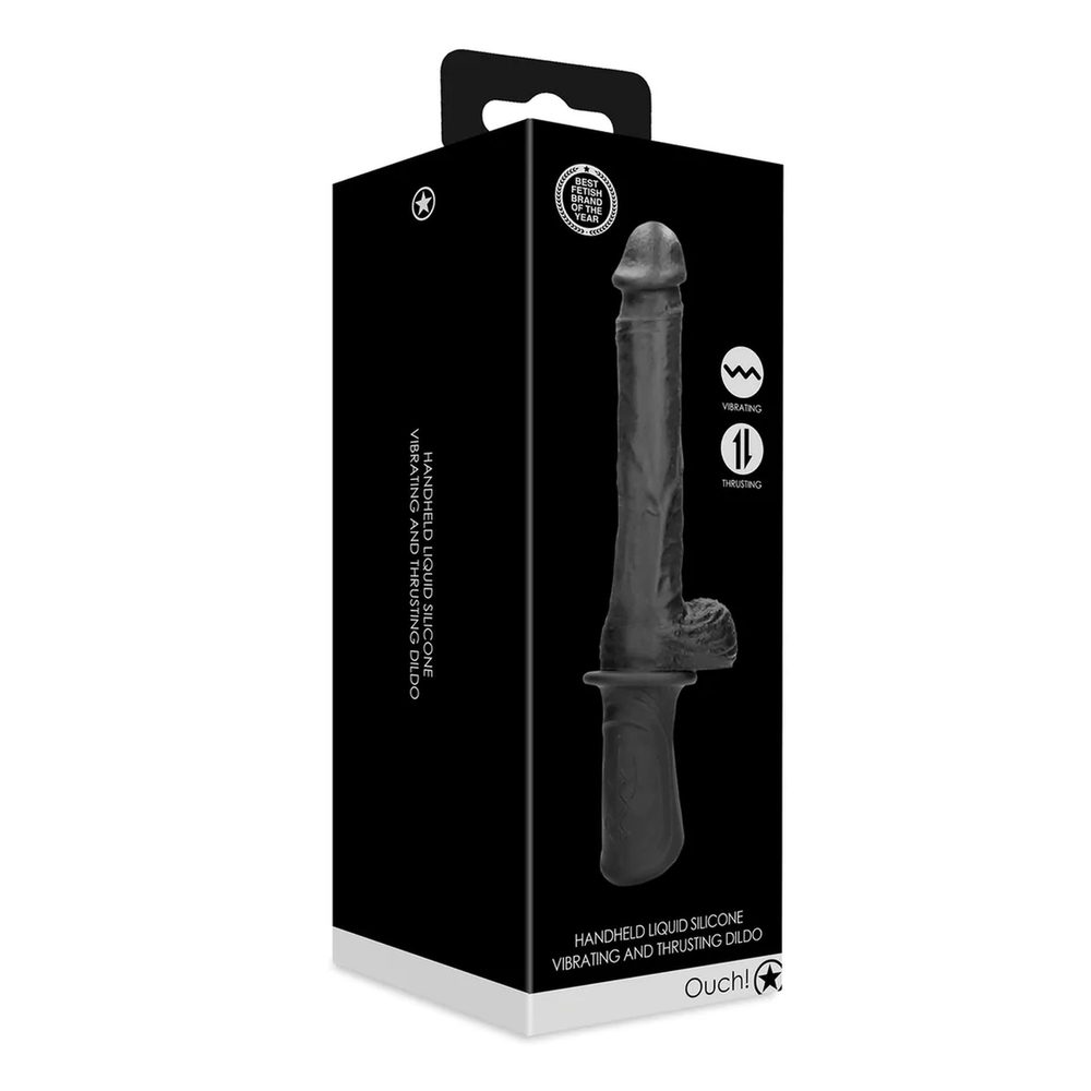 Maszyna do seksu Ouch silikonowa wibrująca pchająca czarna USB