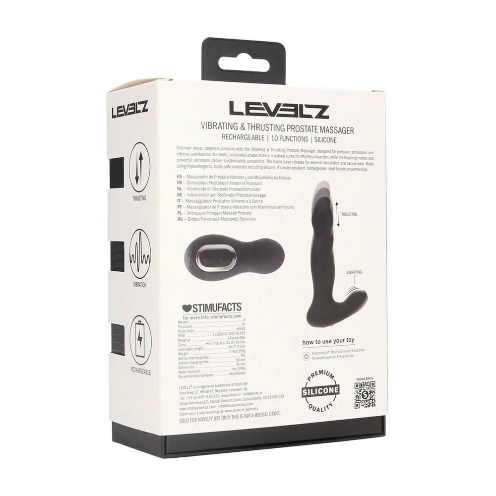 Masażer prostaty Levelz silikonowy pulsujący wibrujący czarny 14,7 cm