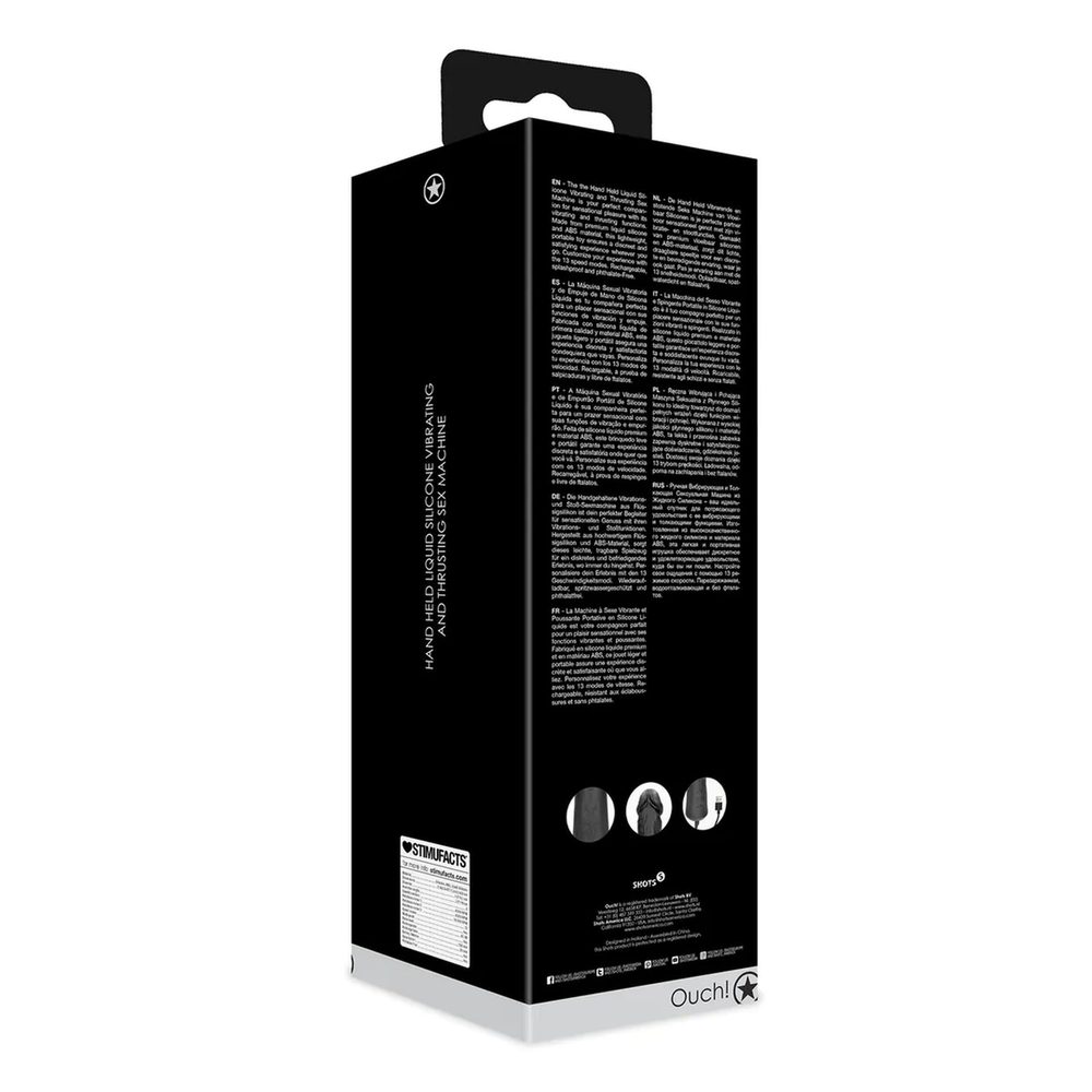 Maszyna do seksu Ouch silikonowa wibrująca pchająca czarna USB